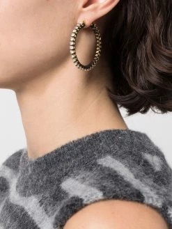 Maje woven-design crystal hoop earrings