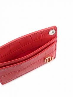 Maje logo-plaque crocodile-embossed leather cardholder