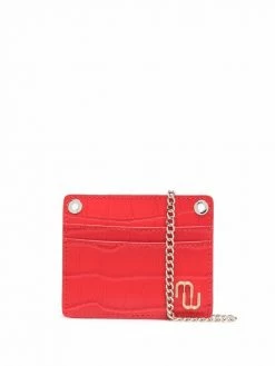 Maje logo-plaque crocodile-embossed leather cardholder